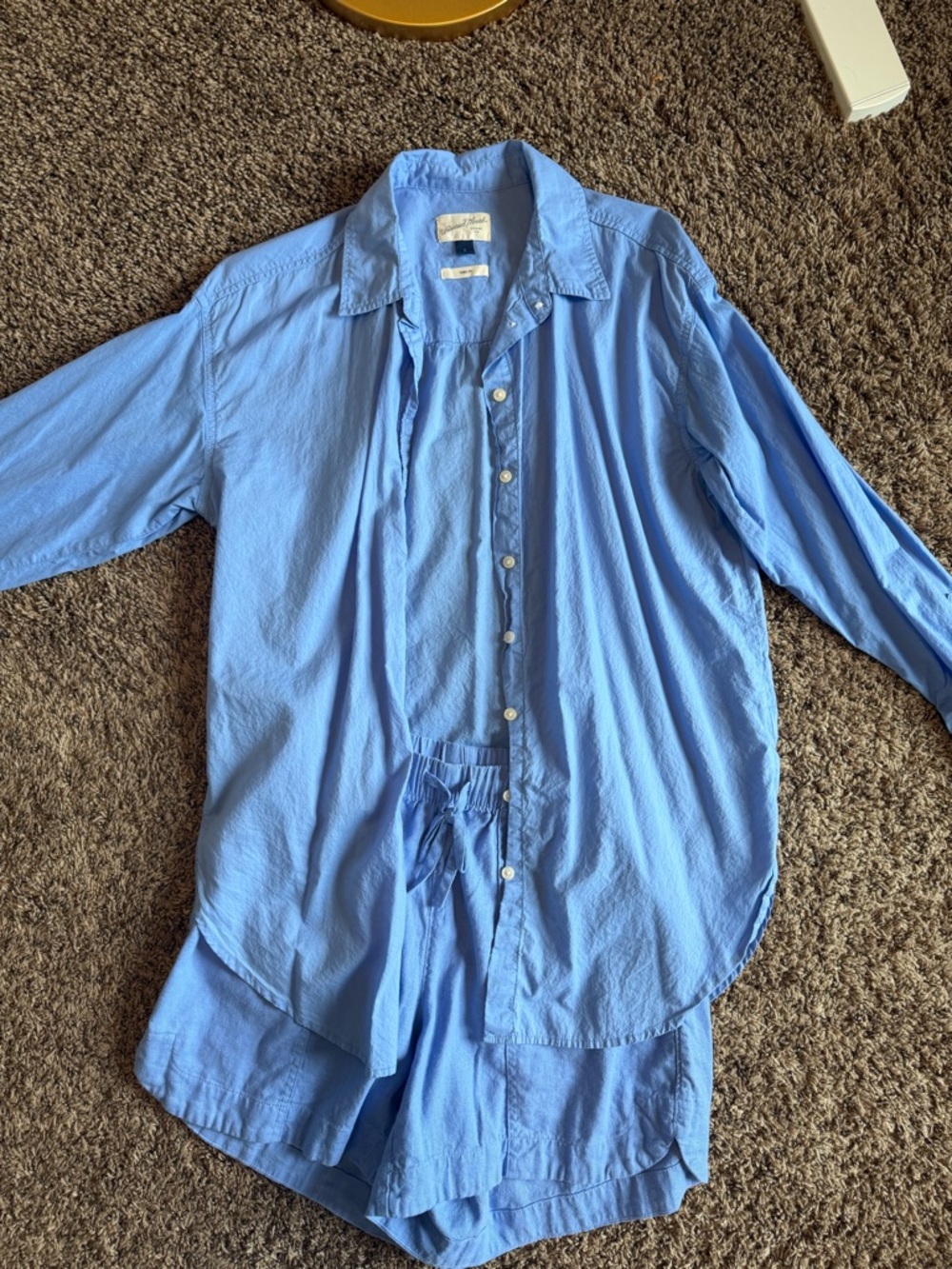 Light Blue Button-Up Shirt and Shorts Matching Set